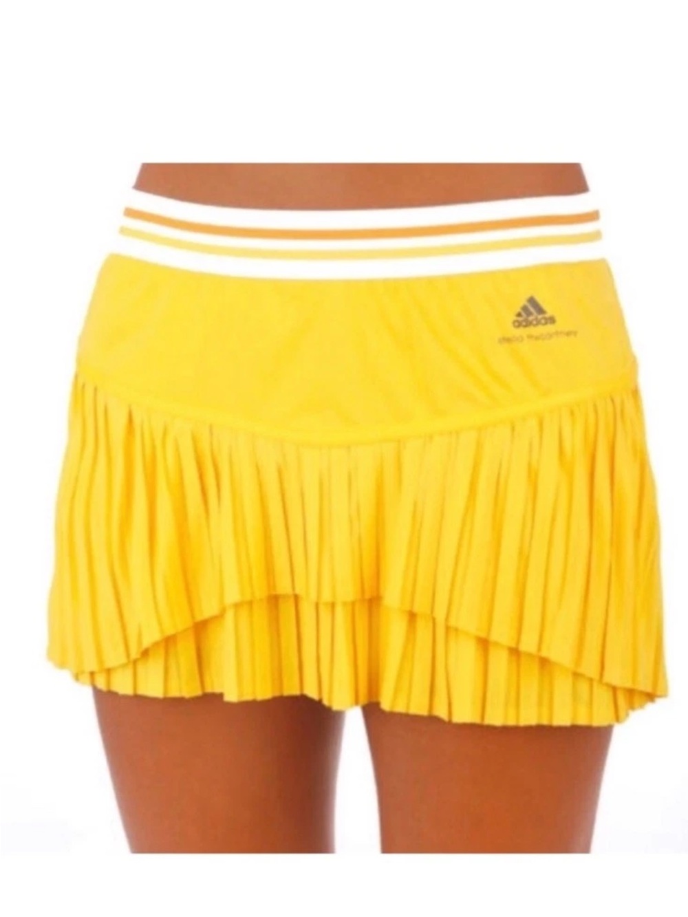 EUC Adidas Stella Mccartney Barricade Pleated Tennis Skort Skirt Yellow Sz 36
